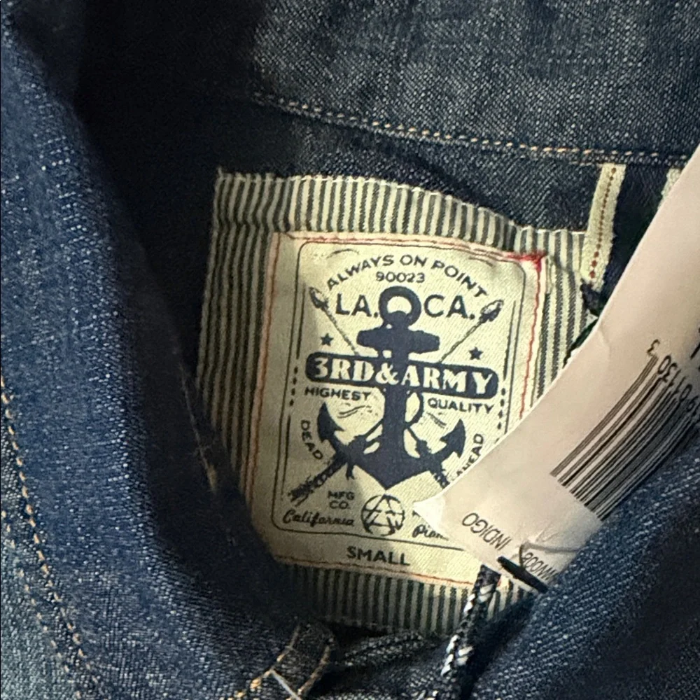 Third Army Men's Denim Shirt Long Sleeve - Picture 5 of 13